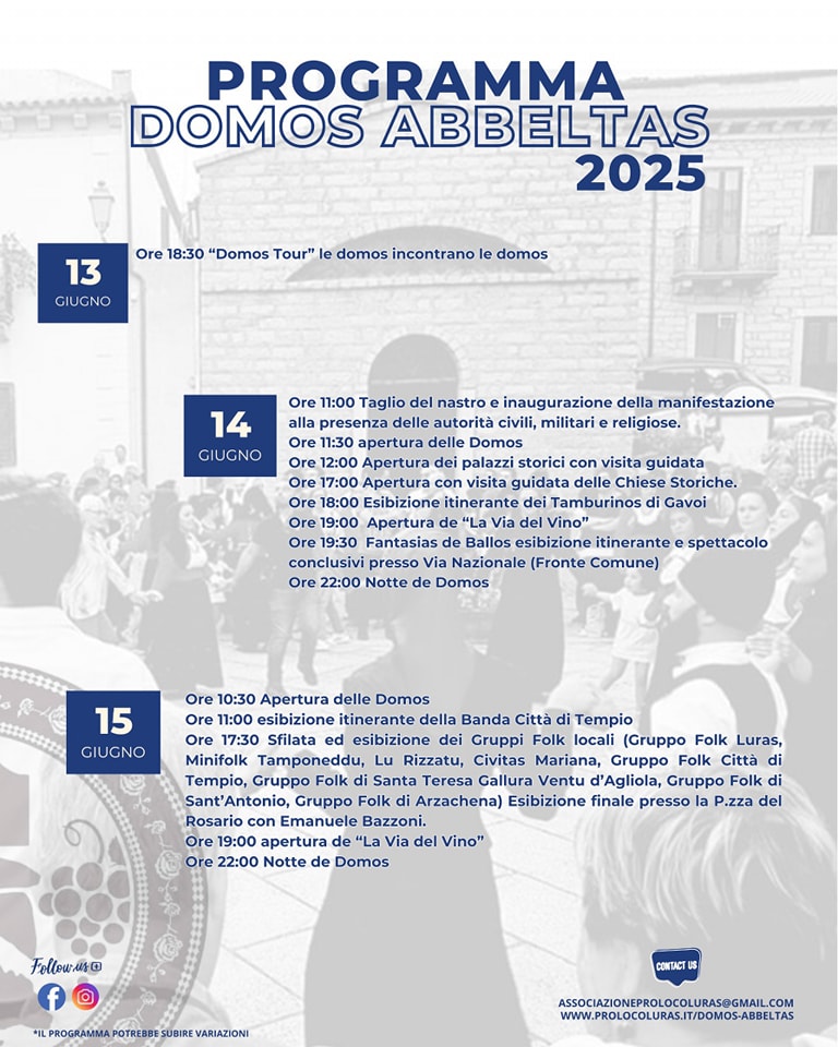 Programma 2025 Domos Abbeltas di Luras